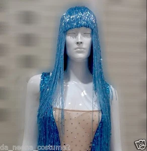 Peluca sombrero con cuentas DaNeeNa M535W Cher Vegas Burlesque Bugle - Imagen 1 de 4