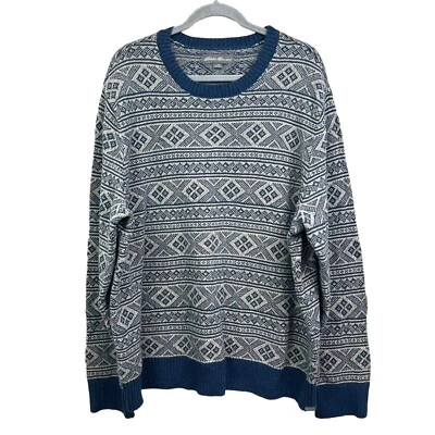 Suéter tejido Eddie Bauer para hombre mezcla de lana cuello redondo isla justa azul gris talla 2XL Foto 1 de 4