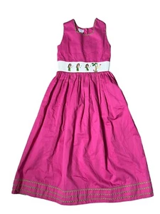 Vive La Fete Dress Pink Corduroy Hula Sleeveless Ties in Back Ric Rac Trim Sz 12 - Picture 1 of 23
