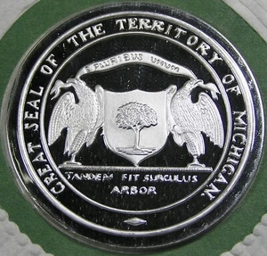 Michigan Sterling Silver State Seal Franklin Mint UNC,11 grams,Combined Shipping - Bild 1 von 4