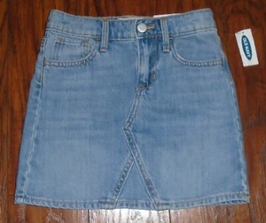 Old Navy Jean Skirt Adjustable High Waist Blue Denim Girl's Small 6/7 NWT - Picture 1 of 8