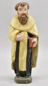 Antique Baroque Carved Wood Holy Statue St. Luke Evangelist Polychrome ca.1800 - Picture 1 of 11