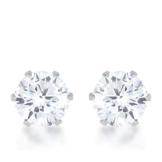 Aretes Reign de acero inoxidable rodio de circonita cúbica de 3,4 quilates Foto 1 de 1