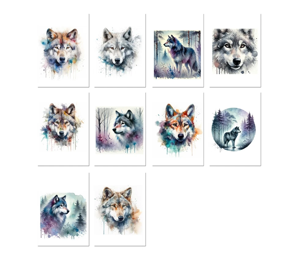 10 tarjetas en blanco Wolf 4x6 hechas a mano con sobres tarjetas hechas a mano Foto 1 de 4