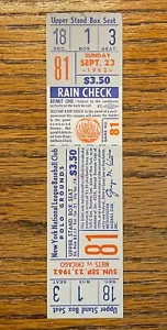 RARE FULL Ticket Polo Grounds NY Mets last home gm WON v Cubs September 23, 1962 - Picture 1 of 2