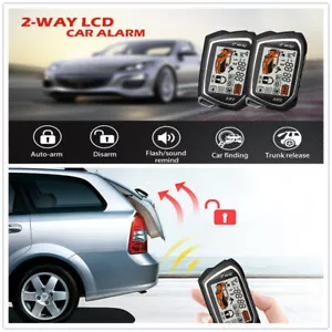 Car Alarm System Engine Start 2 Remote 5000Meter Security Two-way Keyless Entre - Picture 1 of 7