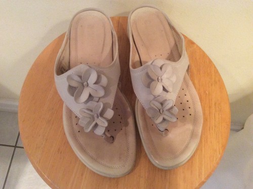 Sandali da donna ECCO perizoma piatti in pelle sportivi floreali comodi taglia 40 USA 9 9 5 $100