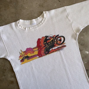 VINTAGE 70s MOTOCROSS MX FLAT TRACK RACING THERMAL SHIRT SZ S HARLEY DAVIDSON - Picture 1 of 16