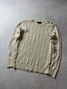 Polo Ralph Lauren Jumper Womens Size M Beige Cotton Knitted Designer - Picture 1 of 8