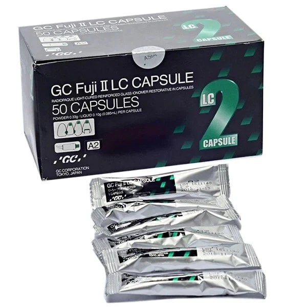 GC Capsules FUJI II Gold Label II LC Glass Ionomer Cement Restorative 50/Pk A3