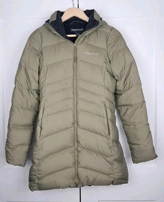 Marmot Jacket Womens XS Green 700 Fill Down Hooded Ski Winter Puffer Parka Coat - Image 1 of 4