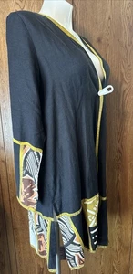 Ashro Damen Kimono Staubtuch Boho Hippie XL schwarz Tribal - Bild 1 von 9