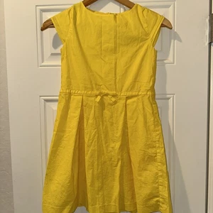 Jacadi Paris France Girls Yellow Cotton Summer Dress 10 Classic cap sleeve Bow - Picture 1 of 7