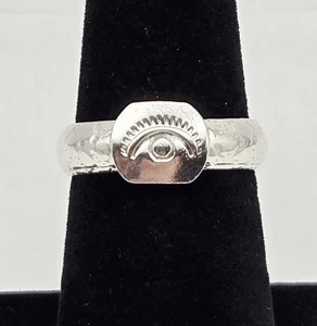 VTG Evil Eye Eye of Horus Sterling Silver Stamped Hammered Ring Sz 6.5 - 5.0g - Picture 1 of 5