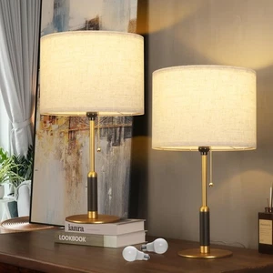 21" Set of 2 Modern Table Lamp Bedside Lamps for Bedroom Living Room Nightsta... - Picture 1 of 9