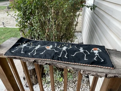 Novogratz 30.5 X10 Glow-in-the-dark Halloween embroidered skeleton pillow cover - Image 1 of 4