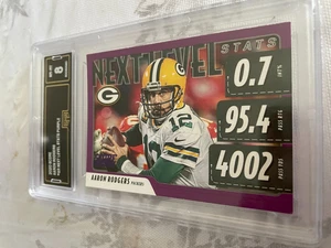 AARON RODGERS PACKERS 2020 SCORE NEXT LEVEL STATS PURPLE # NLS-AR GRADED 8 L@@@K - Picture 1 of 2