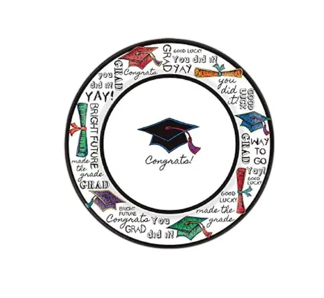 Vajilla de fiesta 40 platos redondos cumplidos escritos graduación ruidosa y orgullosa Foto 1 de 1