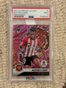 2021-22 Panini Mosaic La Liga Pink Prizm Nico Williams RC /25 PSA 9 - Picture 1 of 3