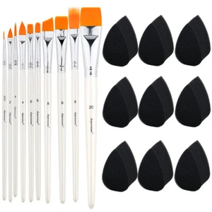 10 pcs Professional Face Paint Brushes with Face Painting Sponges FOR Halloween - Picture 1 of 26