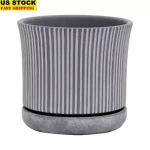Ceramic Planter W/ Saucer Drainage Holes Indoor Outdoor Use Decorative Pot - Picture 1 of 10