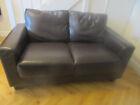 2 Seater Sofa Brown Faux Leather Modern Living Room Office, Love Seat, Good Used