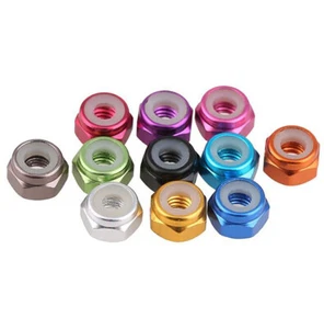 M2 M2.5 M3 M4 M5 M6 M8 Colors Aluminum Alloy Hex Nyloc Nylon Insert Locking Nuts - Picture 1 of 6
