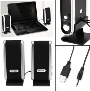USB Power Wired Computer Speakers Stereo 3.5mm Jack For Desktop PC Laptop New - Picture 1 of 14