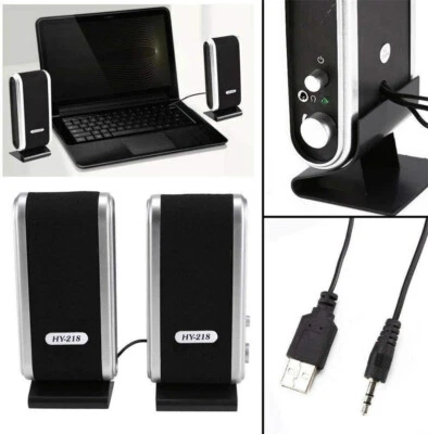 USB Power Wired Computer Speakers Stereo 3.5mm Jack For Desktop PC Laptop New - Image 1 of 4