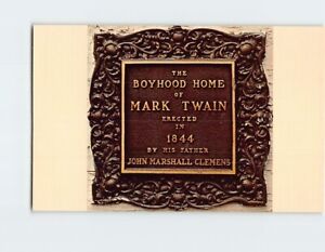 Postcard Bronze Plaque Mark Twain's Boyhood Home Hannibal Missouri USA