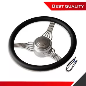 Full Wrap Banjo 15" Steering Wheel GM Adapter w/ Plain Horn Button Chrome - Bild 1 von 5