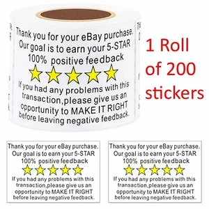 for eBay Thank You for Your Purchase Stickers 2" x 3" Shipping Labels 1 Roll 200 - Picture 1 of 1