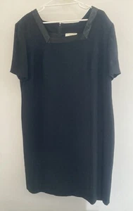 Ann Harvey Black Dress UK 24 Beaded Lined Short Sleeve Formal Business Party - Picture 1 of 13