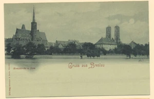Germany Gruss aus Breslau Kreuzkirche u. Dom Postcard c. 1900 Hansa Mint - Picture 1 of 3