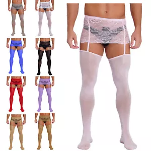 Medias sexy de lencería con tirantes de encaje pantimedias de malla liguero para hombre - Imagen 1 de 104