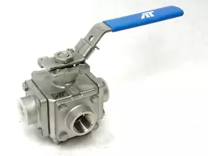 A-T CONTROLS SERIES 33-1T, 3/4" FNPT, 1000 PSI, 4-Port Ball Valve, CF8M, 316 SS - Picture 1 of 6