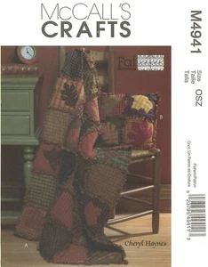 McCall's M4941 Autumn / Fall Themed Rustic Rag Quilt & Pillow UNCUT Pattern - Picture 1 of 4