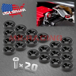 20pcs Black Billet Aluminum Fender Bumper Washer Bolt Engine Bay Screw Kit JDM - Picture 1 of 9