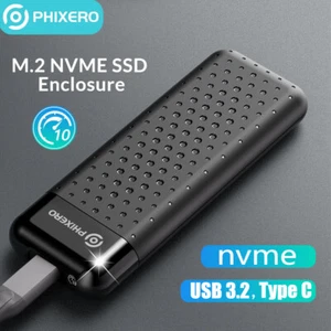PHIXERO M.2 NVME SSD Hard Drive Enclosure Adapter with UASP USB 3.2 Gen 2 10Gbps - Picture 1 of 9
