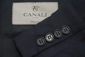 Canali 1934 Azul Marino Negro Micro Cuadros 100% Lana Deporte Abrigo Talla 46R - Imagen 1 de 8