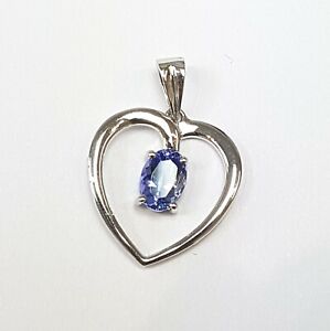 Special Offer..! 1.00 Carat Oval Tanzanite Heart Style Pendant In White Gold