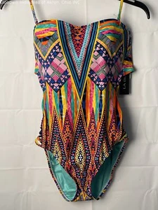 NWT La Blanca Geometric Patterns Women's 1 Piece Bathing Suite, Sz. 8 - Picture 1 of 4