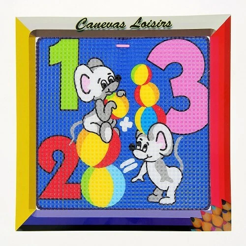 Kit canevas souris gros points toile coton + aiguille + fils broderie enfants - Photo 1/1