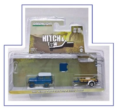 1961 NISSAN PATROL HARD TOP & UTILITY TRAILER BLUE GL #32310-A DIECAST 1/64 - image 1 of 4
