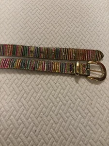 Elite Accessories Tapestry Woven Belt With Goldtone Buckle L - Picture 1 of 11