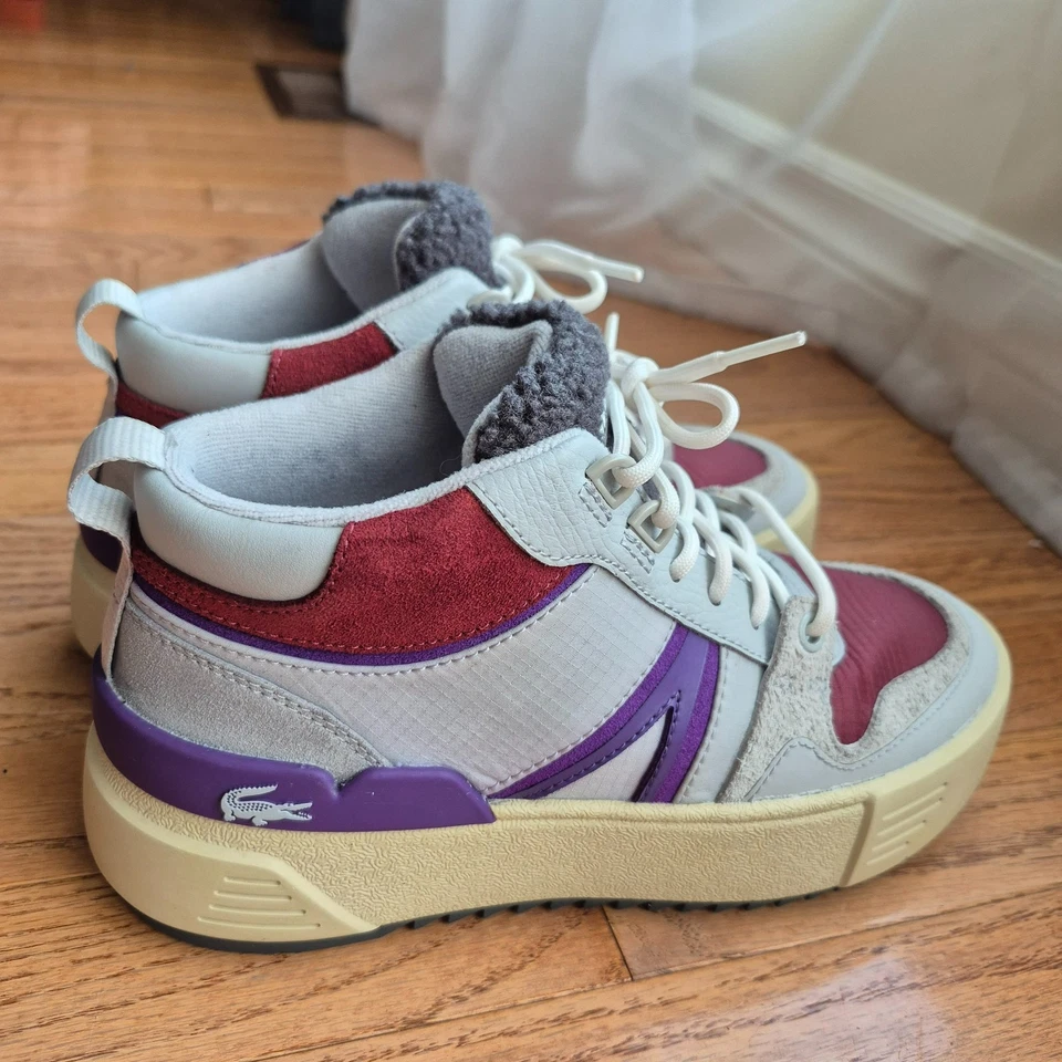 Lacoste Women’s Size 5 L002 Winter Mid Leather Boots Women Grey Novak Djokovic Foto 1 de 4