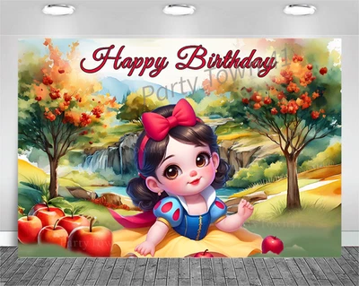 Bebé princesa telón de fondo cubierta fiesta de cumpleaños fondo cabina de fotos 7x5 pies Foto 1 de 4