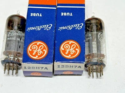 Raro par de tubos de vacío GE 12BH7 NOS McIntosh MC-225 #89 de principios de 1955 emparejados Foto 1 de 4