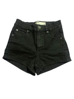 Pantalones cortos de mezclilla de tiro alto negros Garage talla 0 para mujer Foto 1 de 3