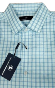 Hart Schaffner Marx MEN'S Short Sleeve Plaid Shirt Cotton Sky Blue size XL - Picture 1 of 2